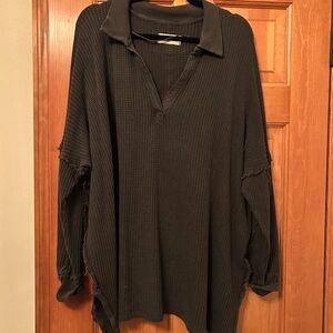 FREE PEOPLE Charcoal Gray Knit Pullover